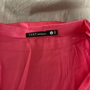 hot pink satin pajama set